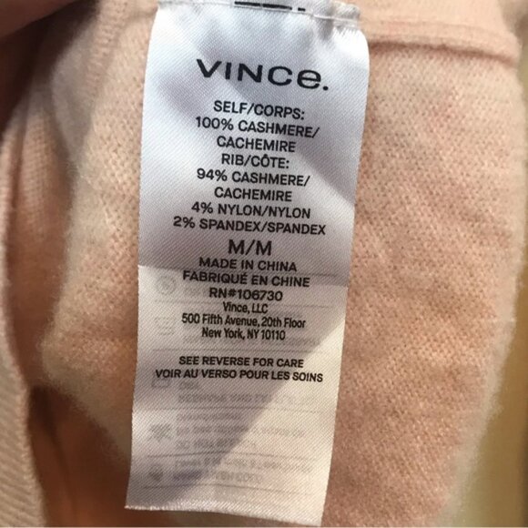 Vince 100% Cashmere VNeck Pullover Sweater Knit Pink  Soft Cozy Relaxed Preppy M - Picture 8 of 11